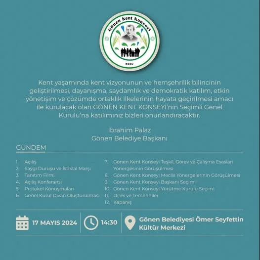 GÖNEN KENT KONSEYİ OLAĞAN SEÇİMLİ GENEL KURULU